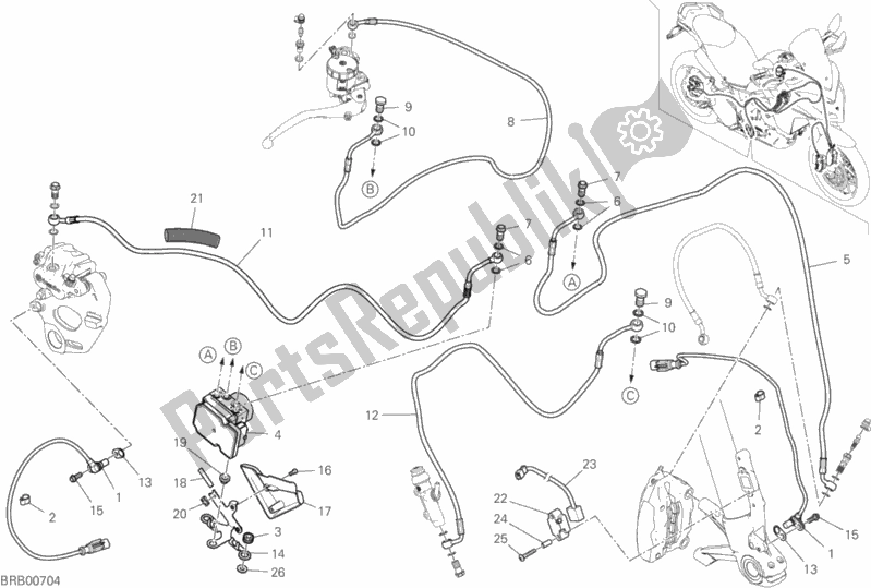 Toutes les pièces pour le Système De Freinage Abs du Ducati Multistrada 950 S SW USA 2020